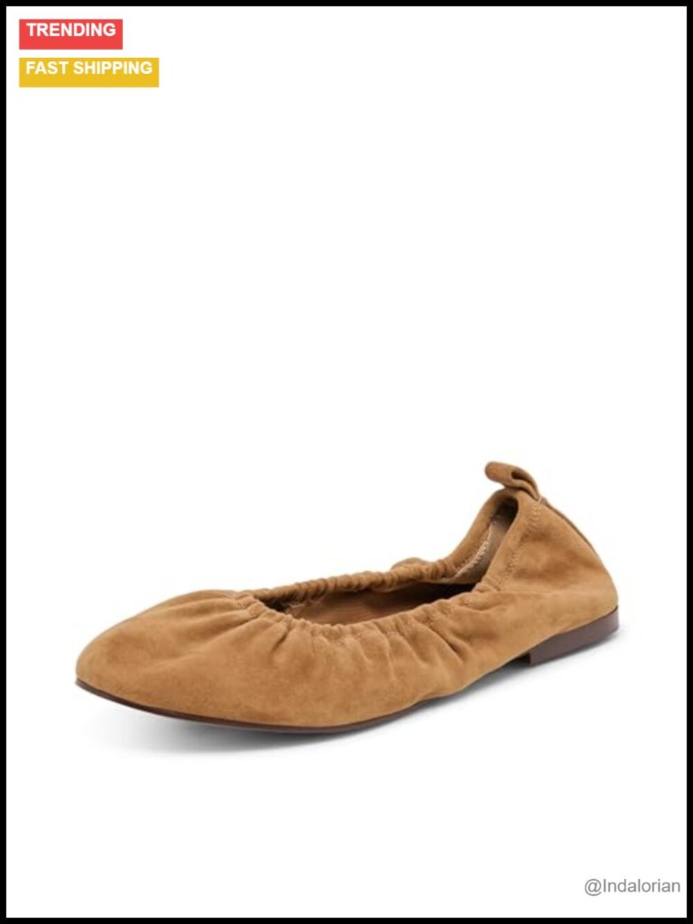 Suede Ballet Flats Ruched Flexible Pull-On Round Toe